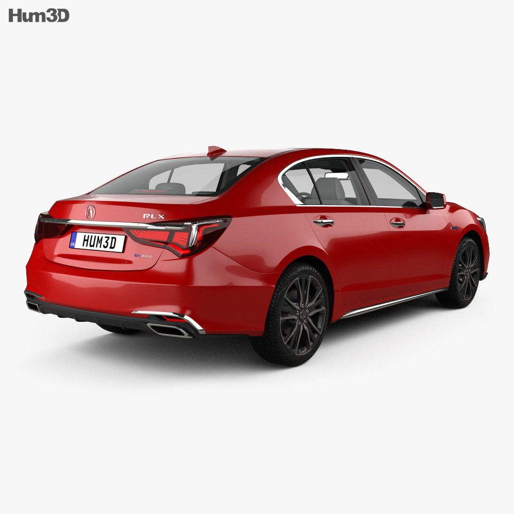 Acura RLX Sport hybrid SH-AWD with HQ interior 2019 3d model back view
