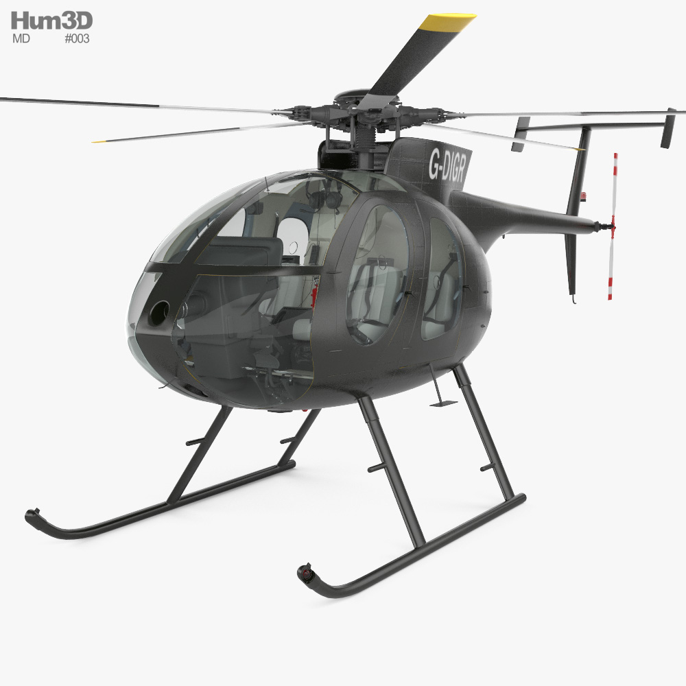 MD Helicopters MD 500 with Cockpit HQ interior 3d model