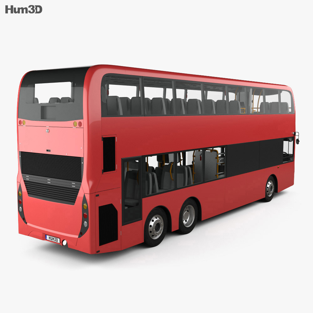 Alexander Dennis Enviro 500 Bus à Impériale avec Intérieur 2016 Modèle 3d vue arrière