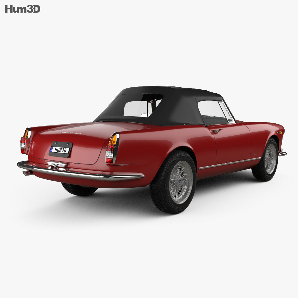 Alfa Romeo 2600 spider touring with HQ interior 1962 3d model back view