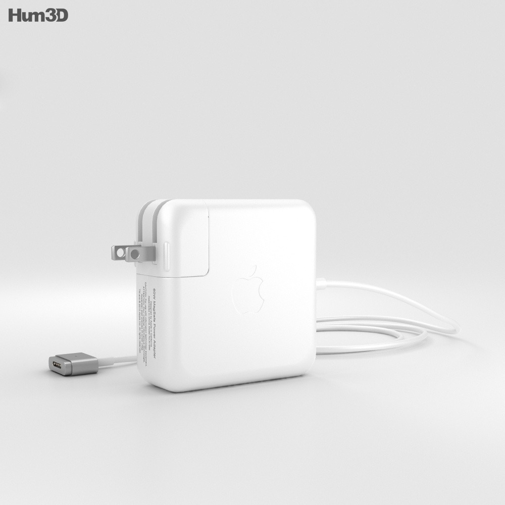 2 power adapter 60w magsafe Apple  2 60W on Electronics Adapter  MagSafe 3D Power model Hum3D