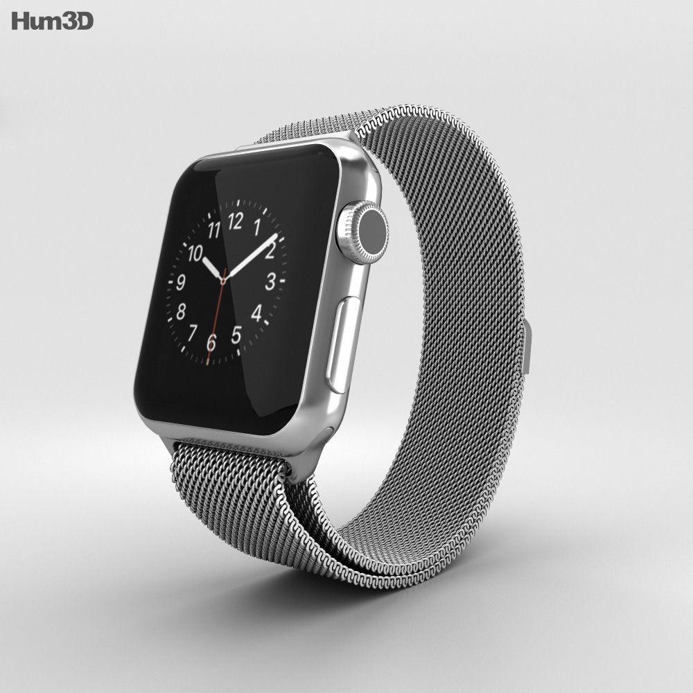 Apple Watch 38mm Stainless Steel Case Milanese Loop 3D-Modell