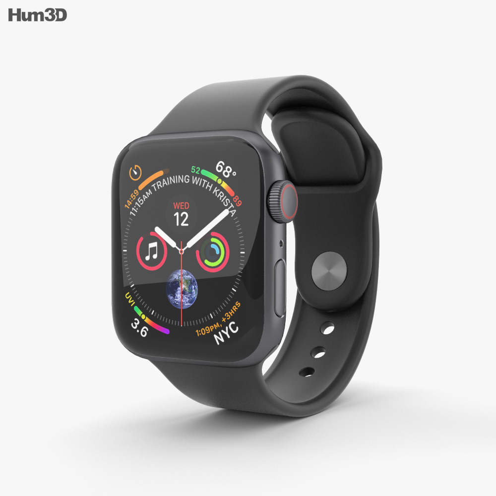 Apple Watch Series 4 40mm Space Gray Aluminum Case with Black Sport Band 3D  모델 - 전자 기기 on Hum3D