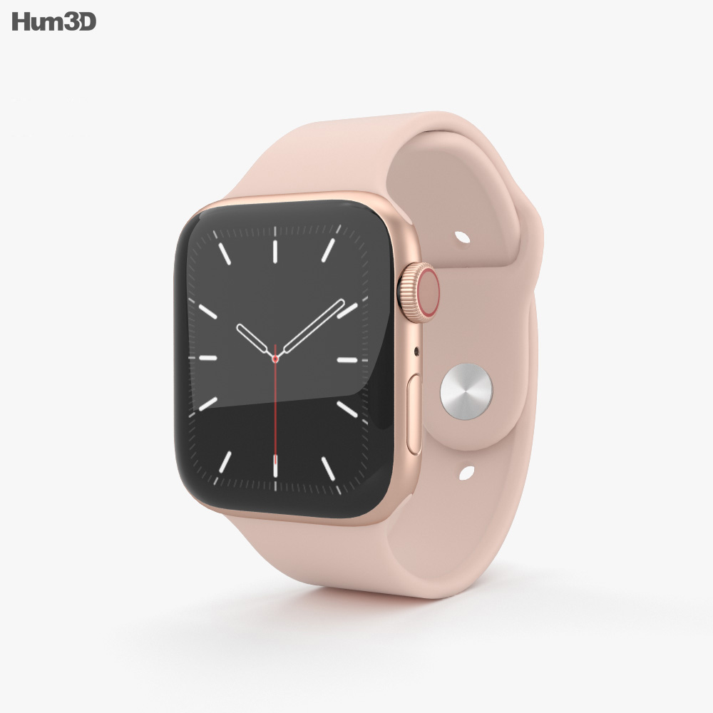 Apple Watch Series 5 44mm Gold Aluminum Case with Sport Band 3D模型- 电子产品on  Hum3D
