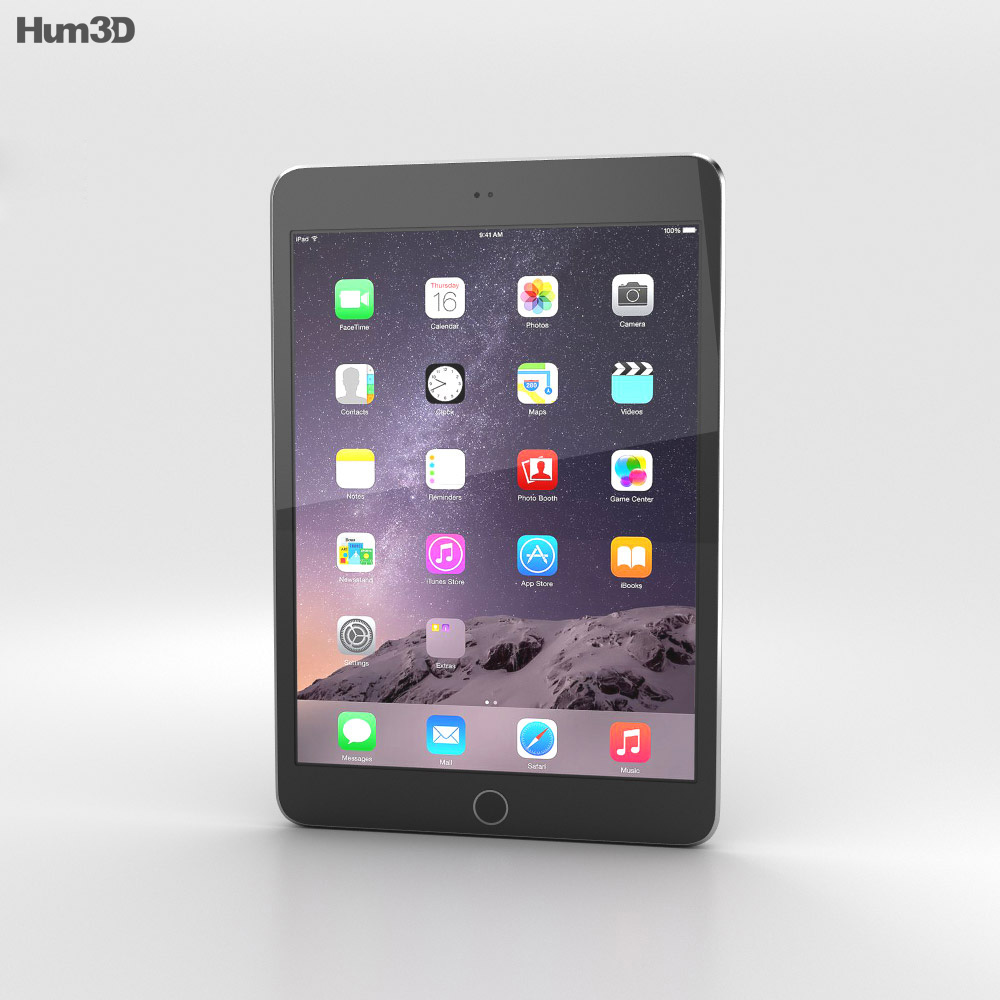 Apple iPad Mini 3 Space Grey 3D 모델 