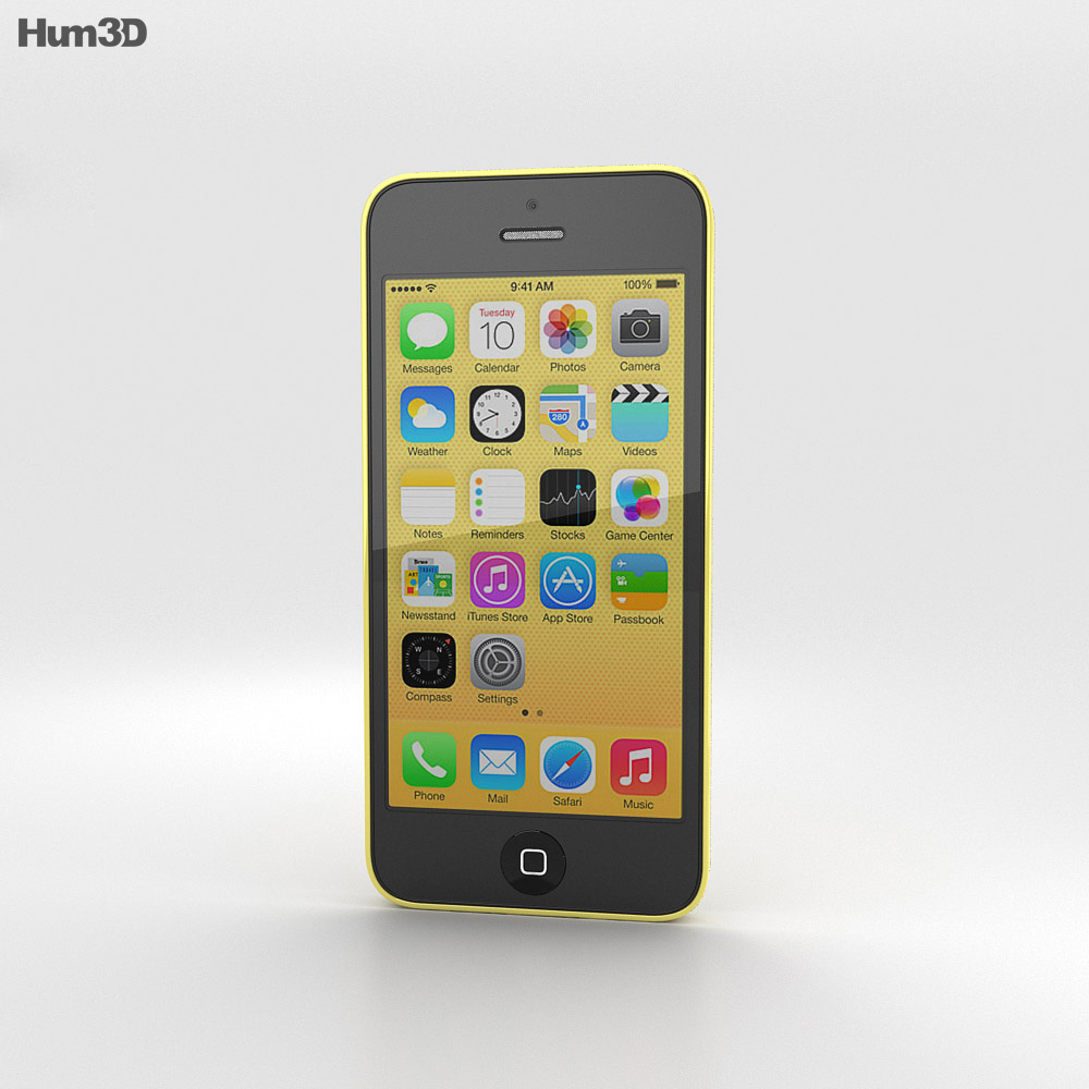 Apple iPhone 5C 黄色 3D模型