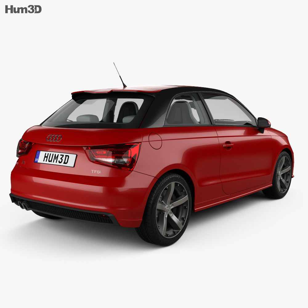 Audi A1 3-door with HQ interior 2018 3d model back view