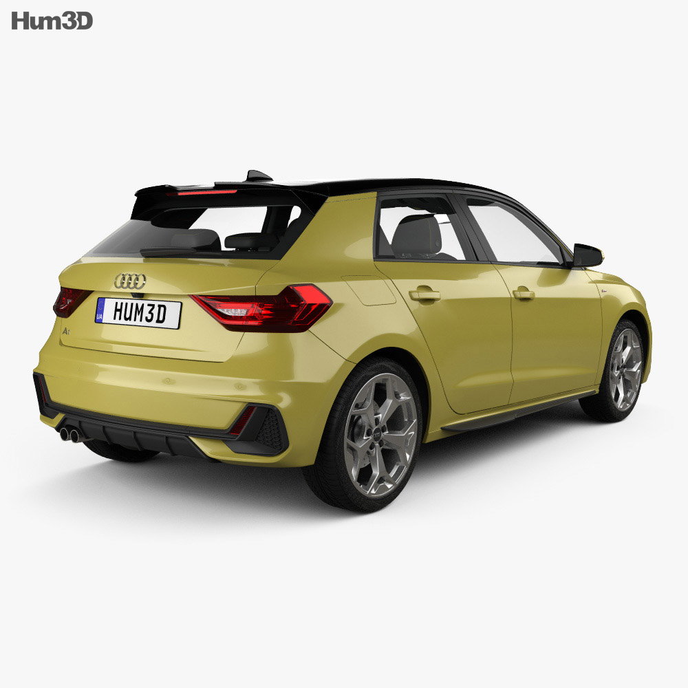 Audi A1 Sportback S-line with HQ interior 2021 3d model back view