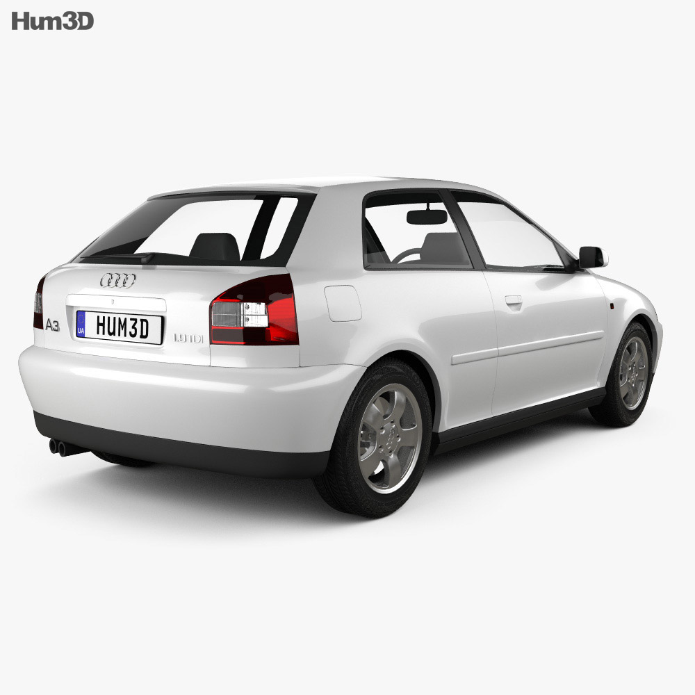 Audi A3 (8L) 3-door 2003 3d model back view