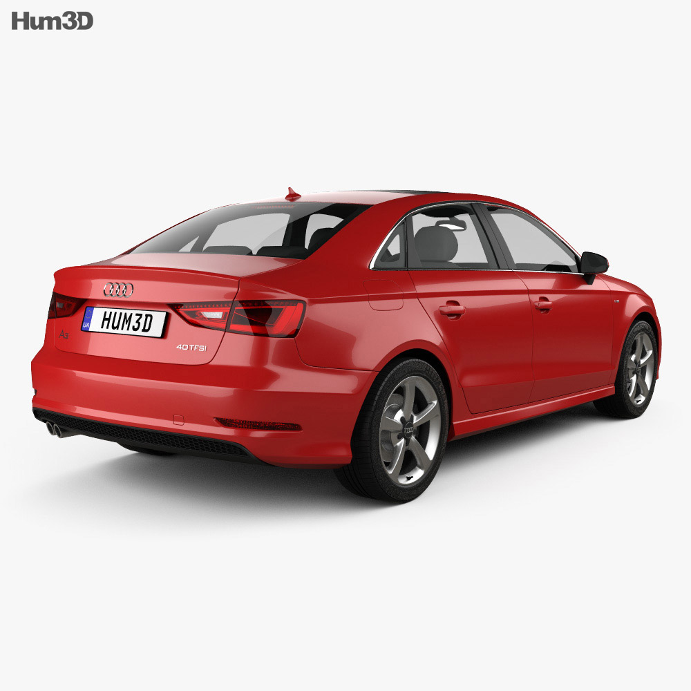 Audi A3 S line 세단 2016 3D 모델  back view