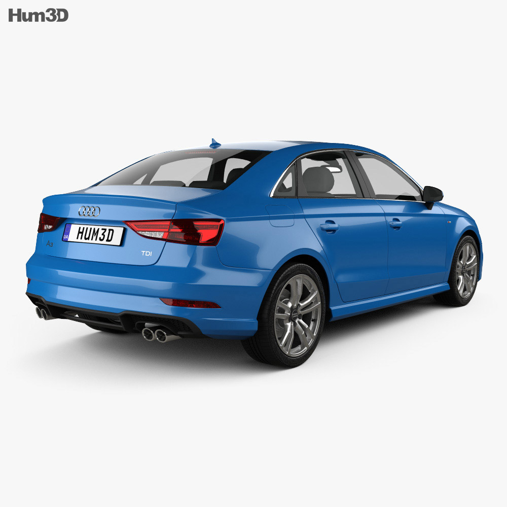 Audi A3 S-Line 2019 3d model back view