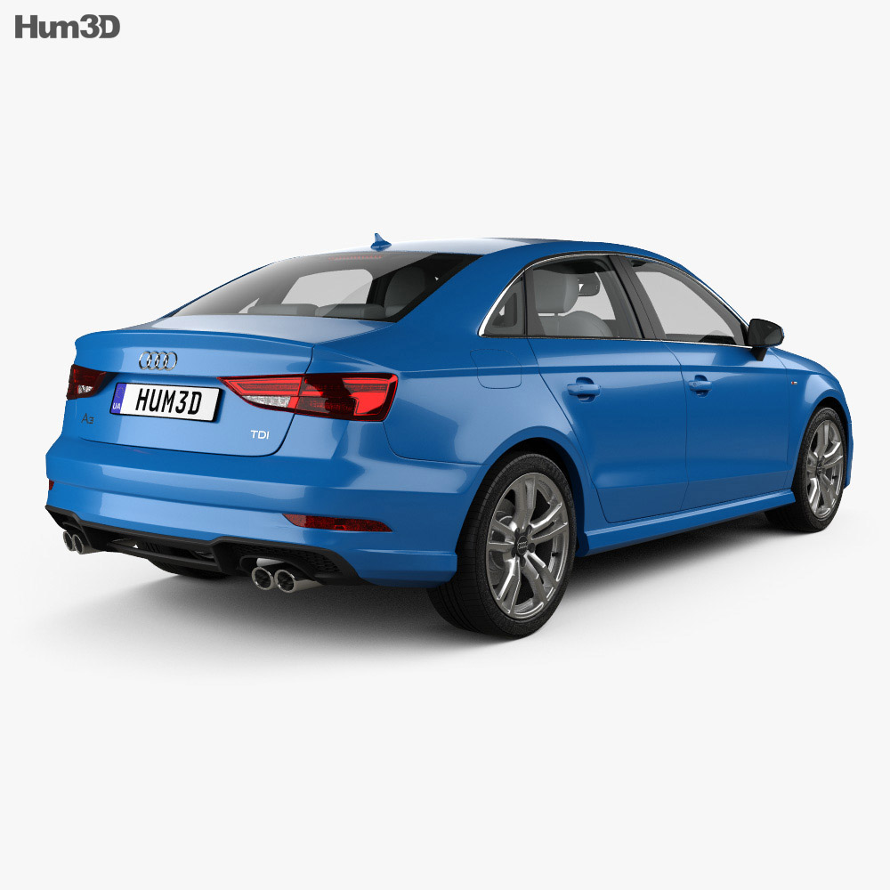 Audi A3 S-line sedan with HQ interior 2019 3d model back view