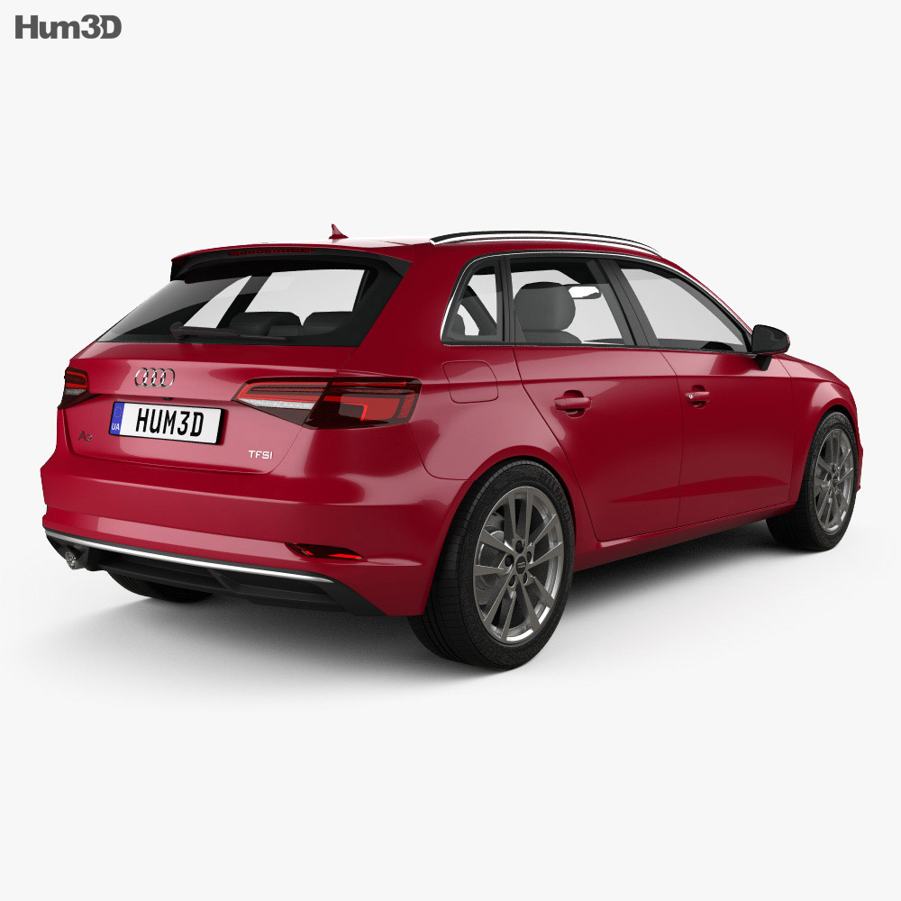 Audi A3 Sportback 2019 3d model back view