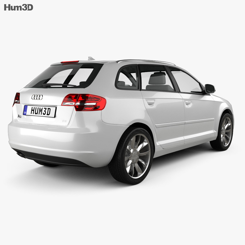 Audi A3 Sportback 2013 3Dモデル 後ろ姿