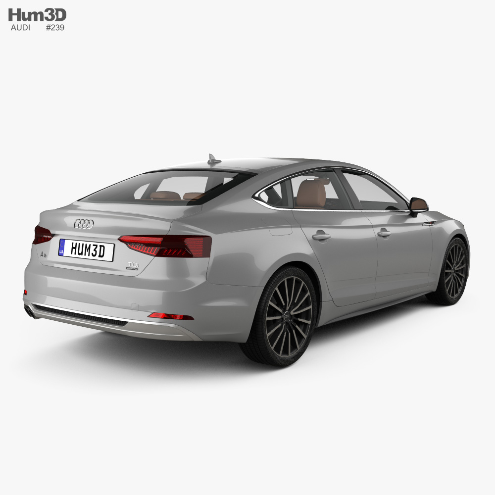 Audi A5 S-line sportback with HQ interior 2020 3d model back view
