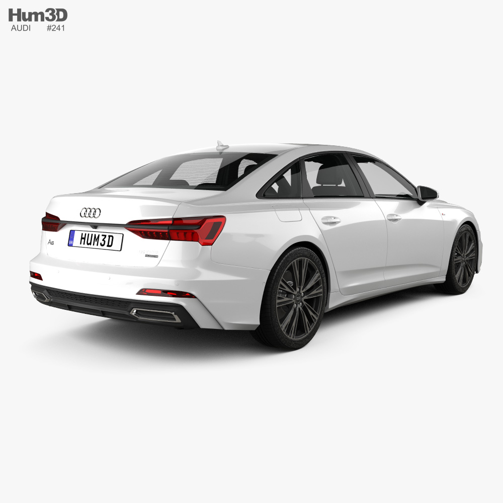 Audi A6 S-Line 轿车 带内饰 2018 3D模型 后视图
