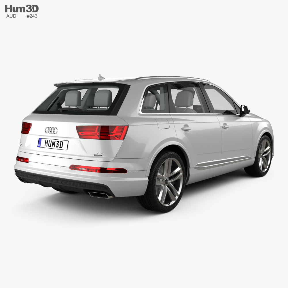 Audi Q7 S-line with HQ interior 2019 3d model back view