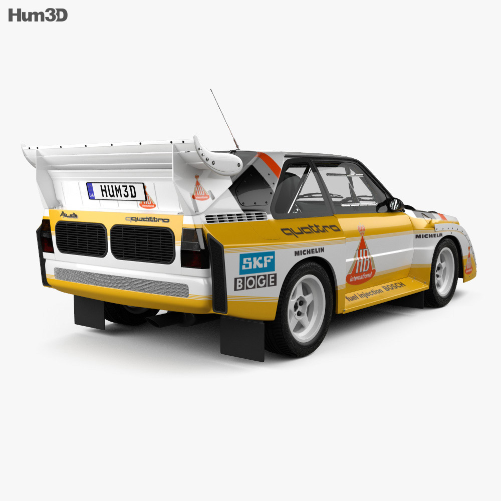 Audi Quattro Sport S1 E2 1985 3D模型 后视图