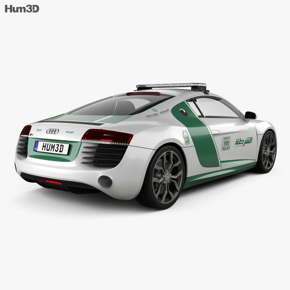 Audi R8 Police Dubai 2015 3d model back view