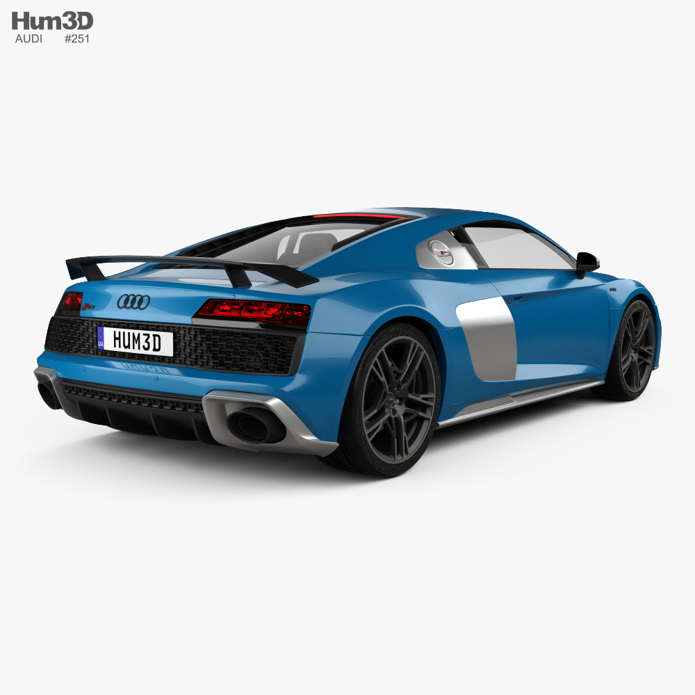 Audi R8 V10 coupe 2022 3D模型 后视图