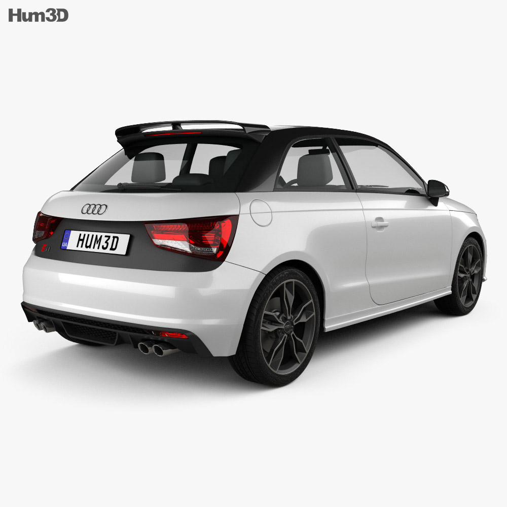 Audi S1 3门 2014 3D模型 后视图