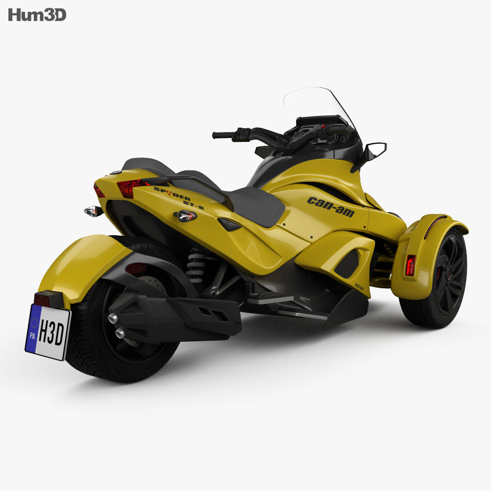 BRP Can-Am Spyder ST with HQ dashboard 2013 3d model back view