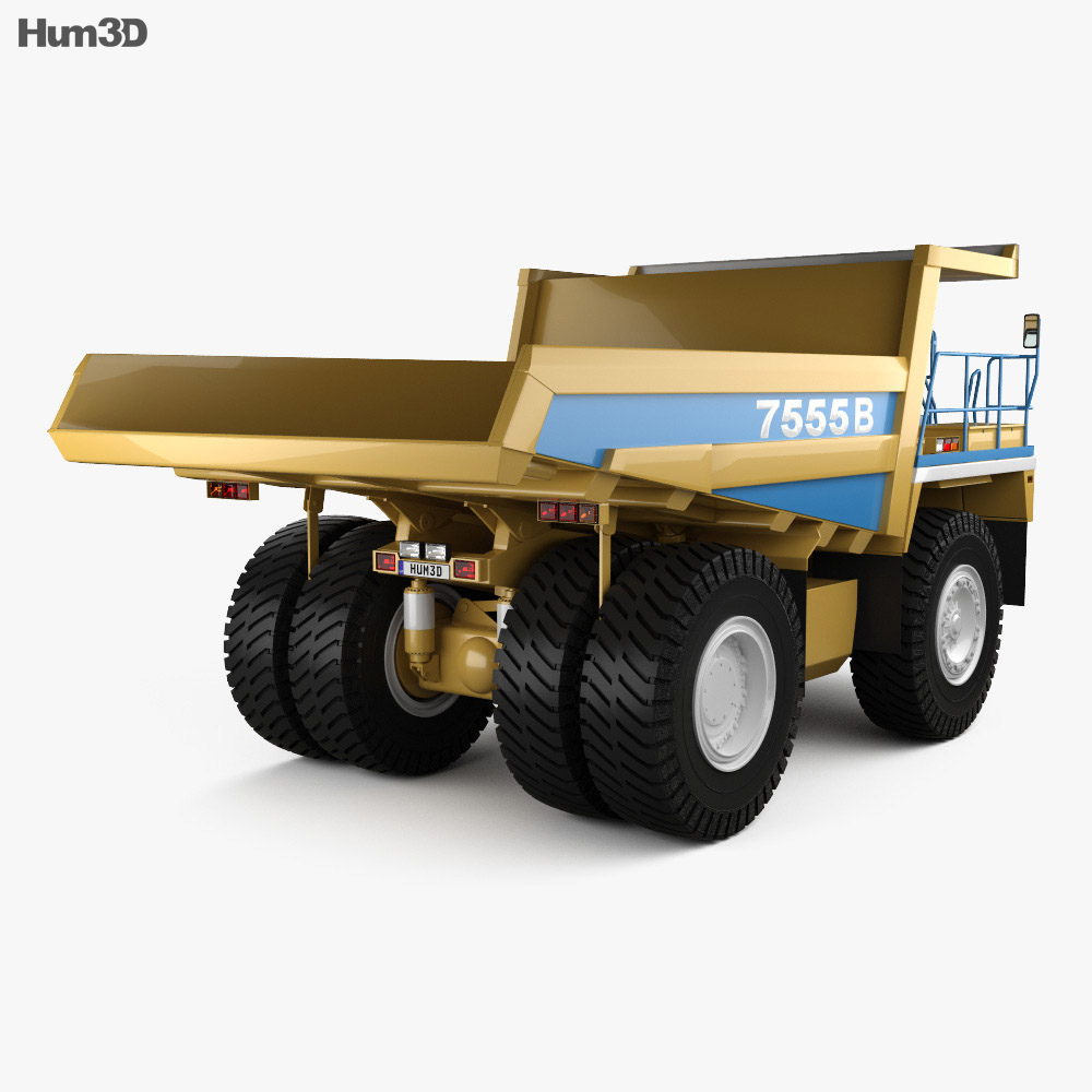 BelAZ 7555B ダンプトラック 2016 3Dモデル 後ろ姿