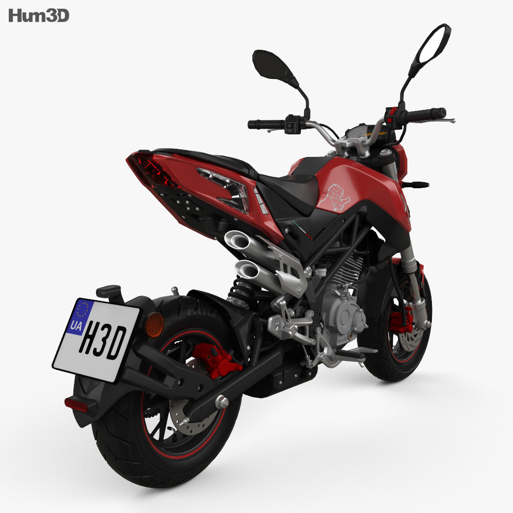 Benelli TNT 125 with HQ dashboard 2018 3d model back view
