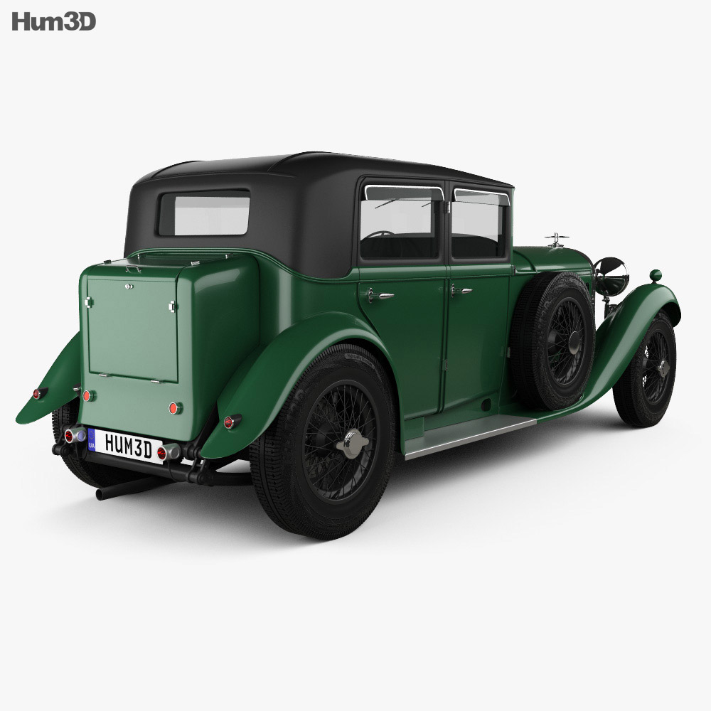 Bentley 8 Litre 1930 3Dモデル 後ろ姿