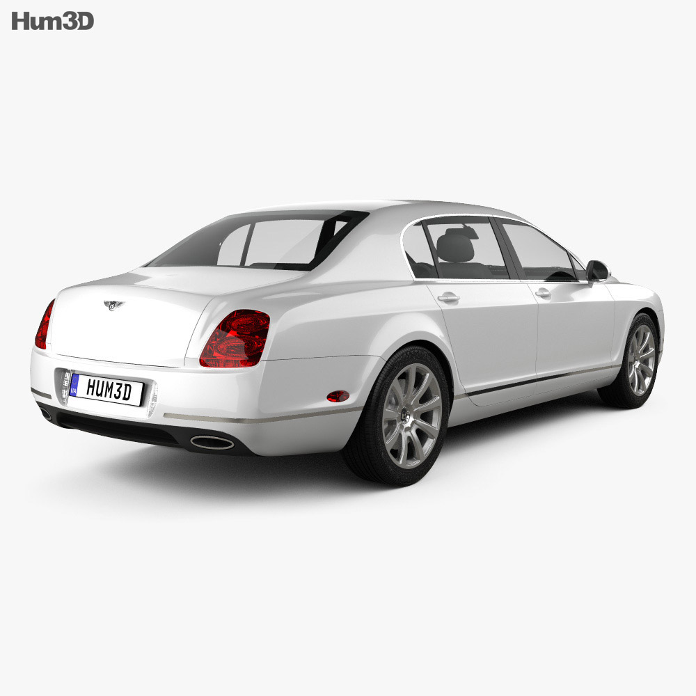 Bentley Continental Flying Spur 2012 3D 모델  back view