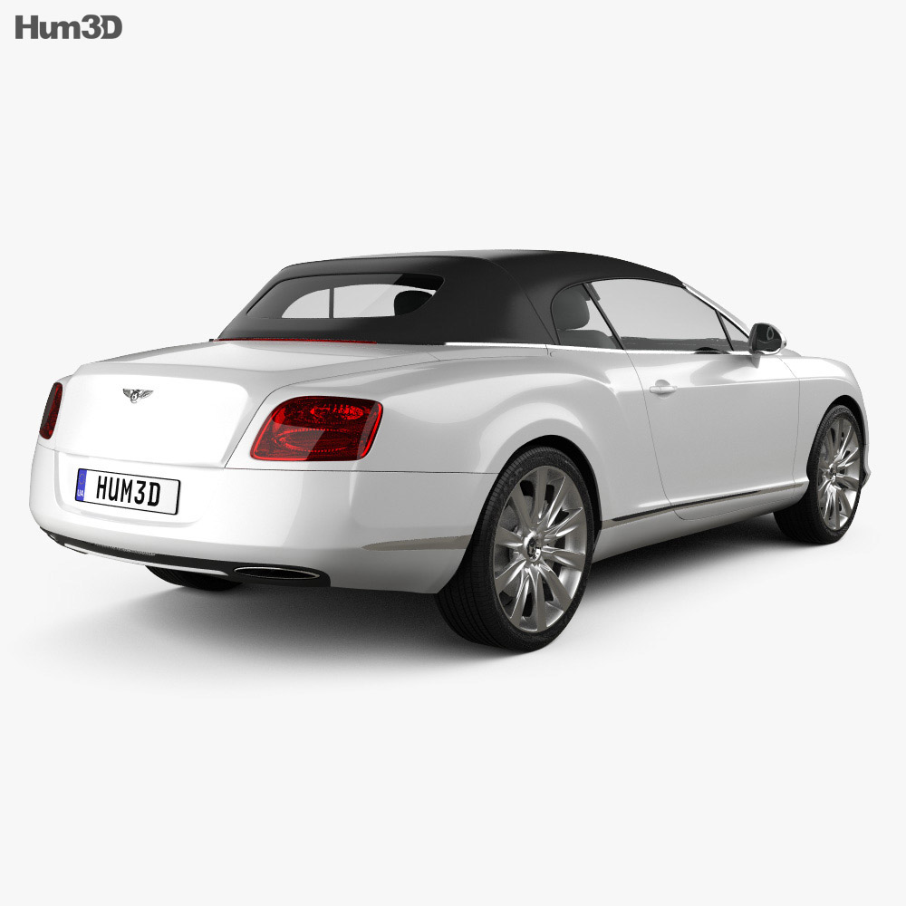 Bentley Continental GT 敞篷车 2012 3D模型 后视图