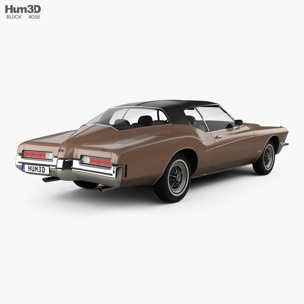 Buick Riviera 1972 3d model back view