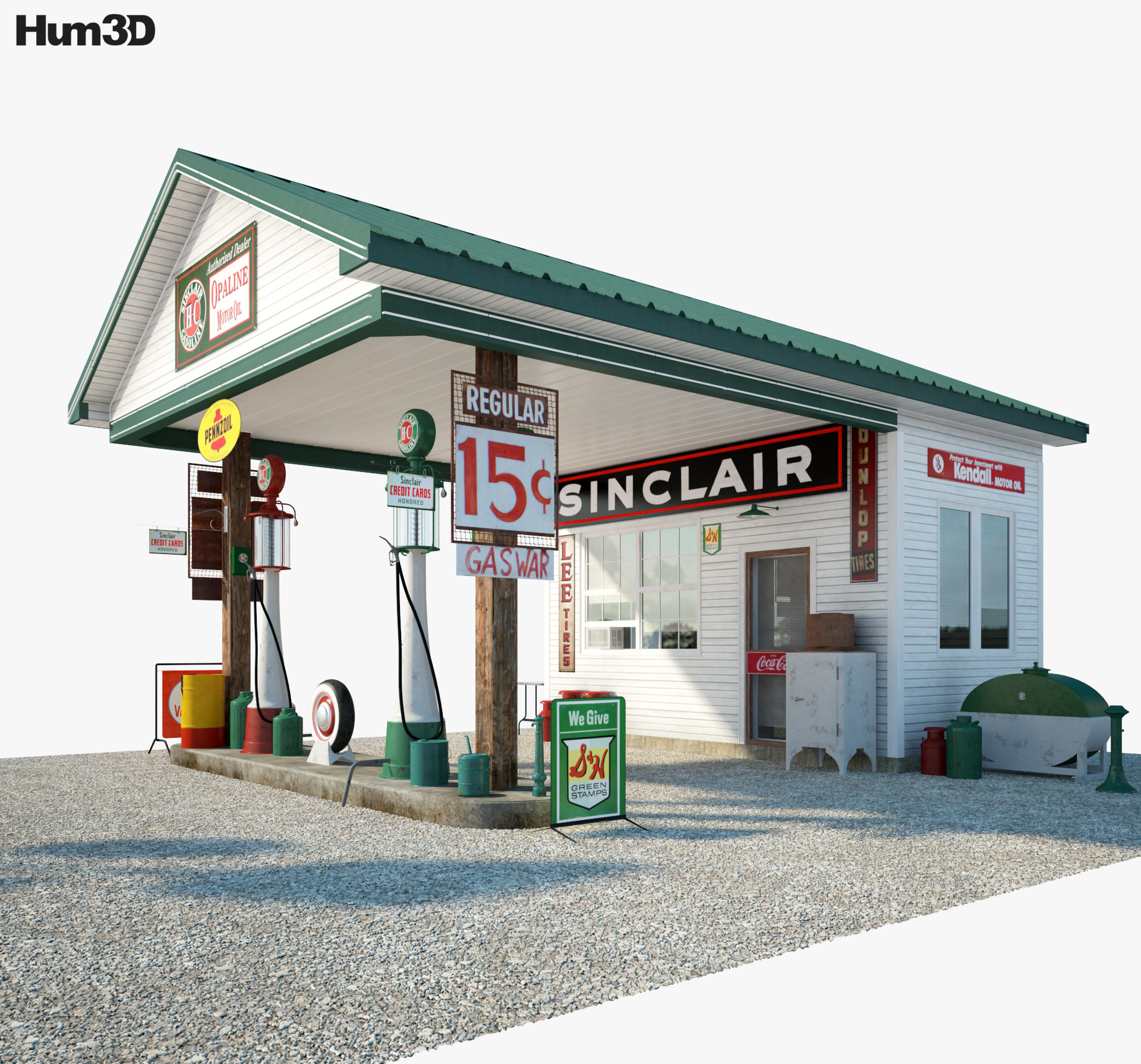 Sinclair gas station 3d model