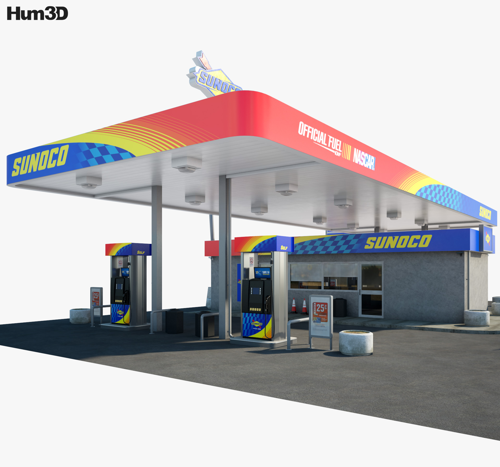 Sunoco gas station 001 3d model