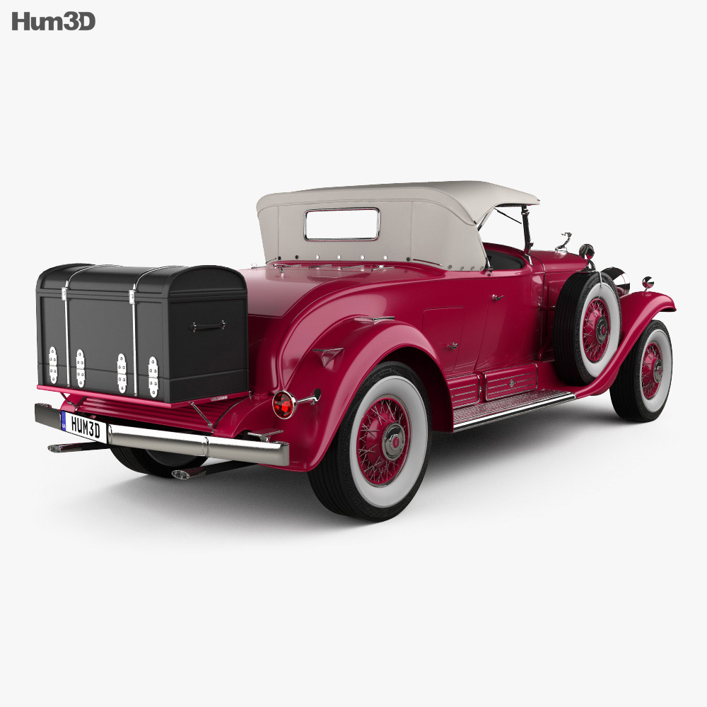 Cadillac V-16 雙座敞篷車 1930 3D模型 后视图