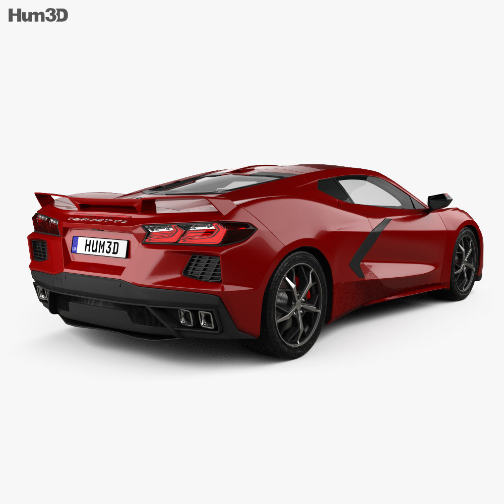 Chevrolet Corvette Stingray with HQ interior and engine 2022 3d model back view