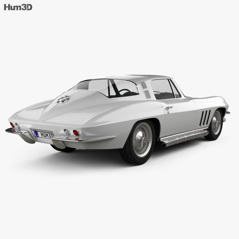 Chevrolet Corvette Sting Ray (C2) 1965 3D模型 后视图