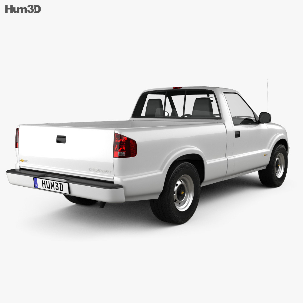 Chevrolet S10 Single Cab Standart bed 2005 3Dモデル 後ろ姿