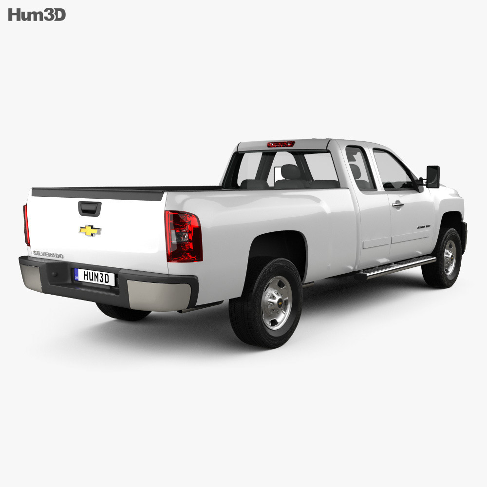 Chevrolet Silverado HD Extended Cab Long bed 2022 3d model back view