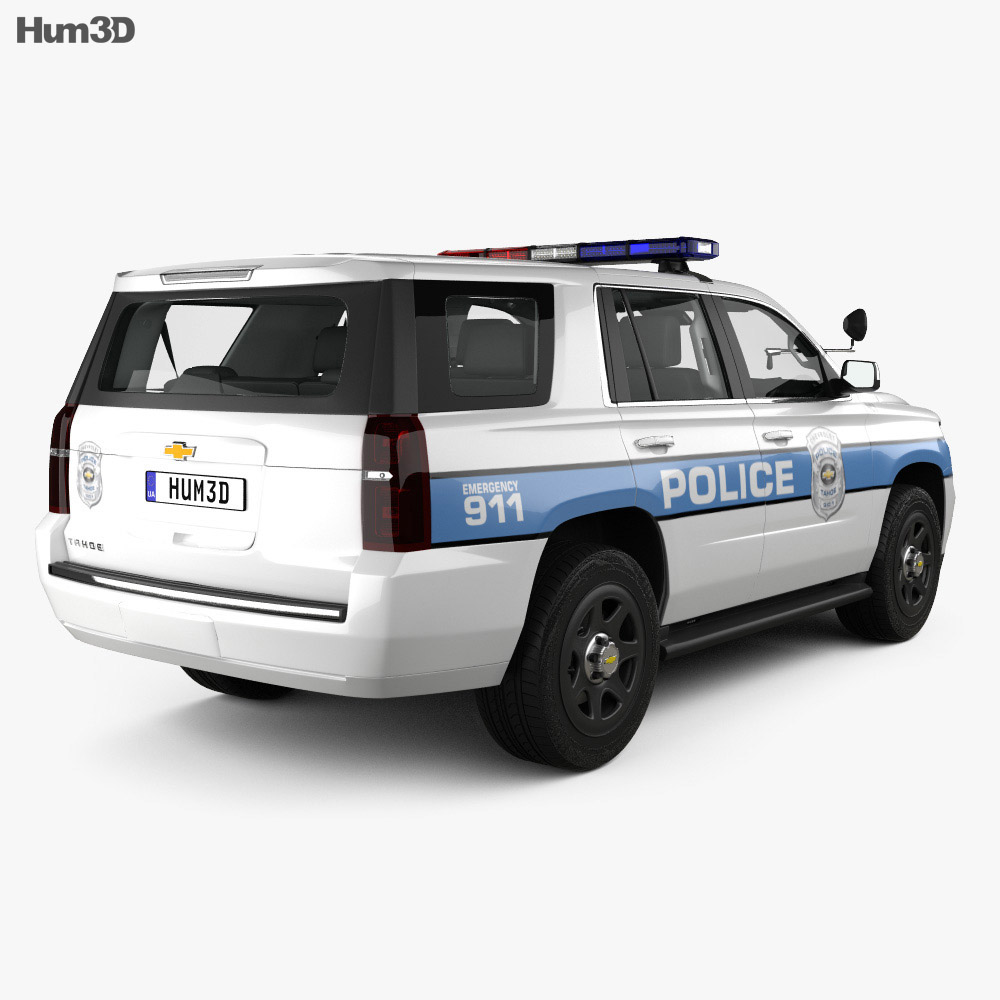 Chevrolet Tahoe Polícia com interior 2016 Modelo 3d vista traseira
