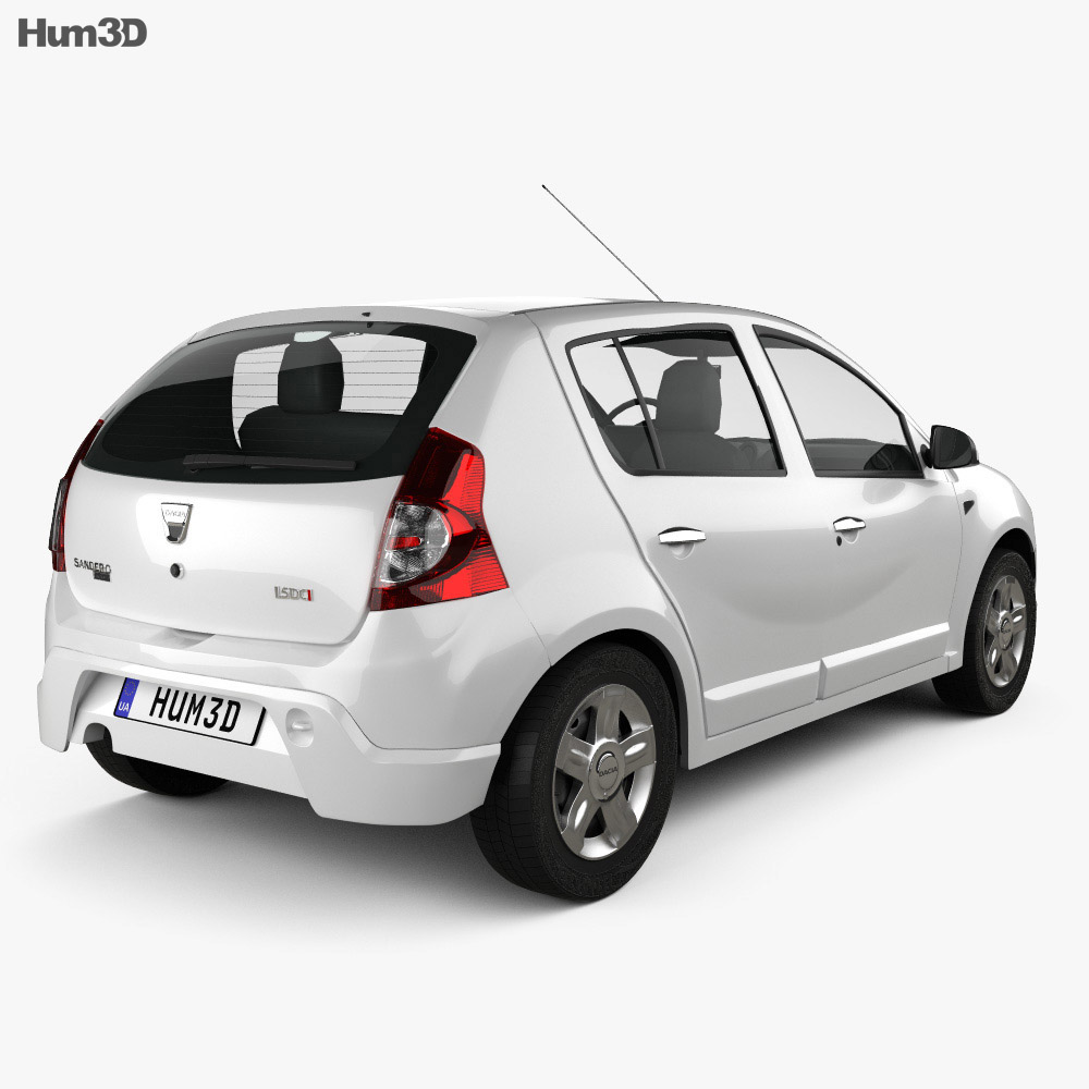 Dacia Sandero 2013 3D模型 后视图