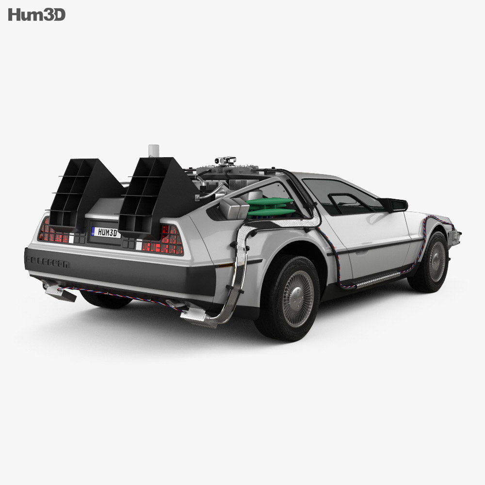 Back to the Future DeLorean car 3d model back view