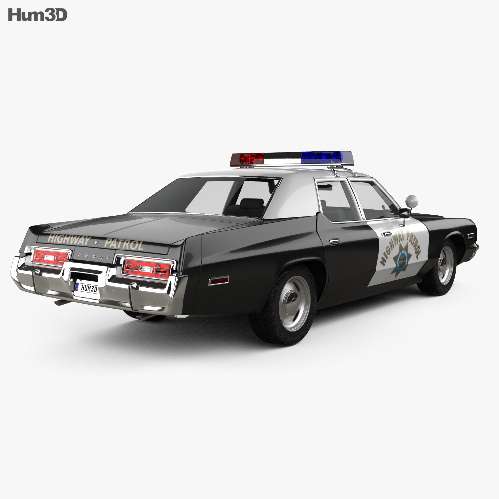 Dodge Monaco 警察 1974 3D模型 后视图