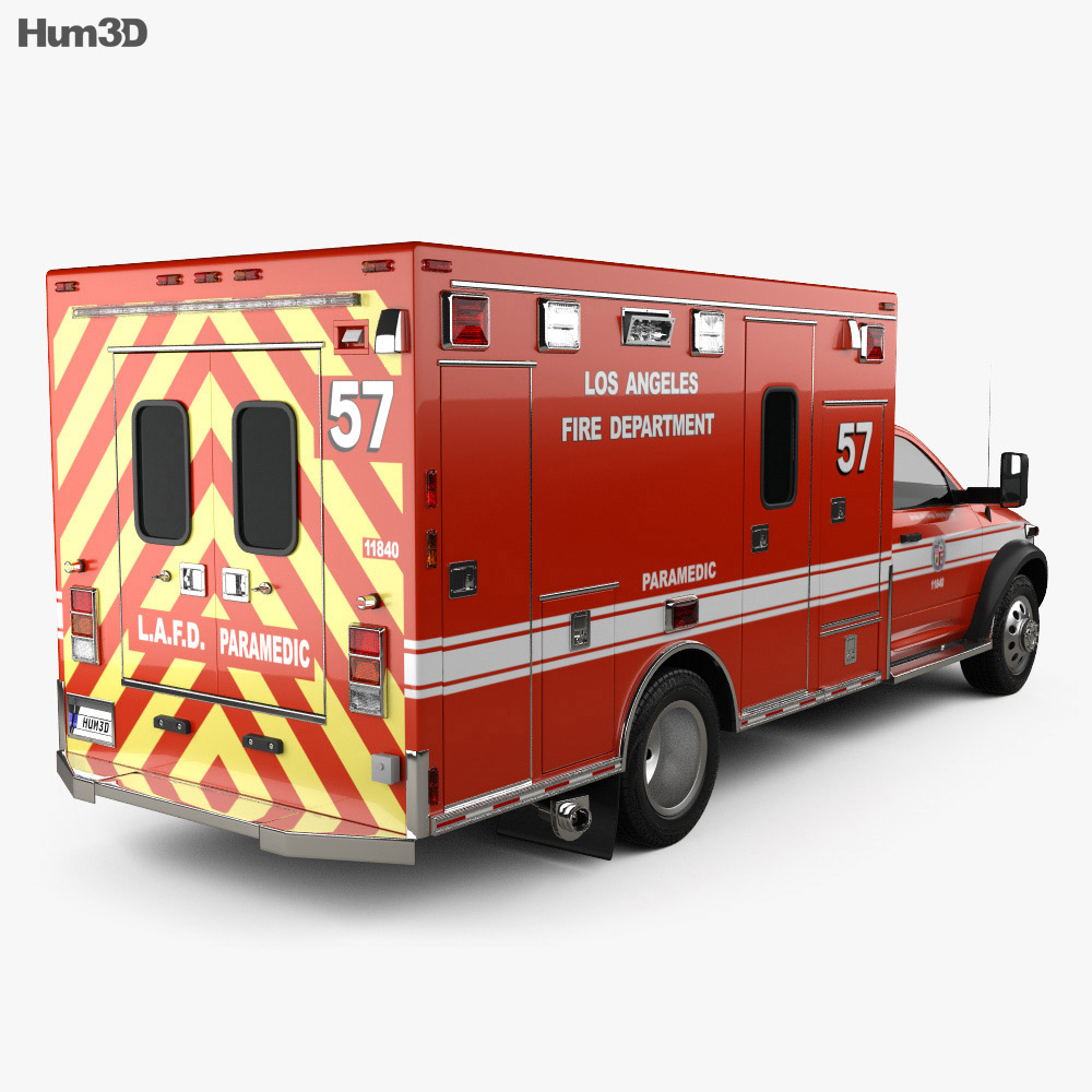 Dodge Ram LAFD Paramedic 2016 3d model back view