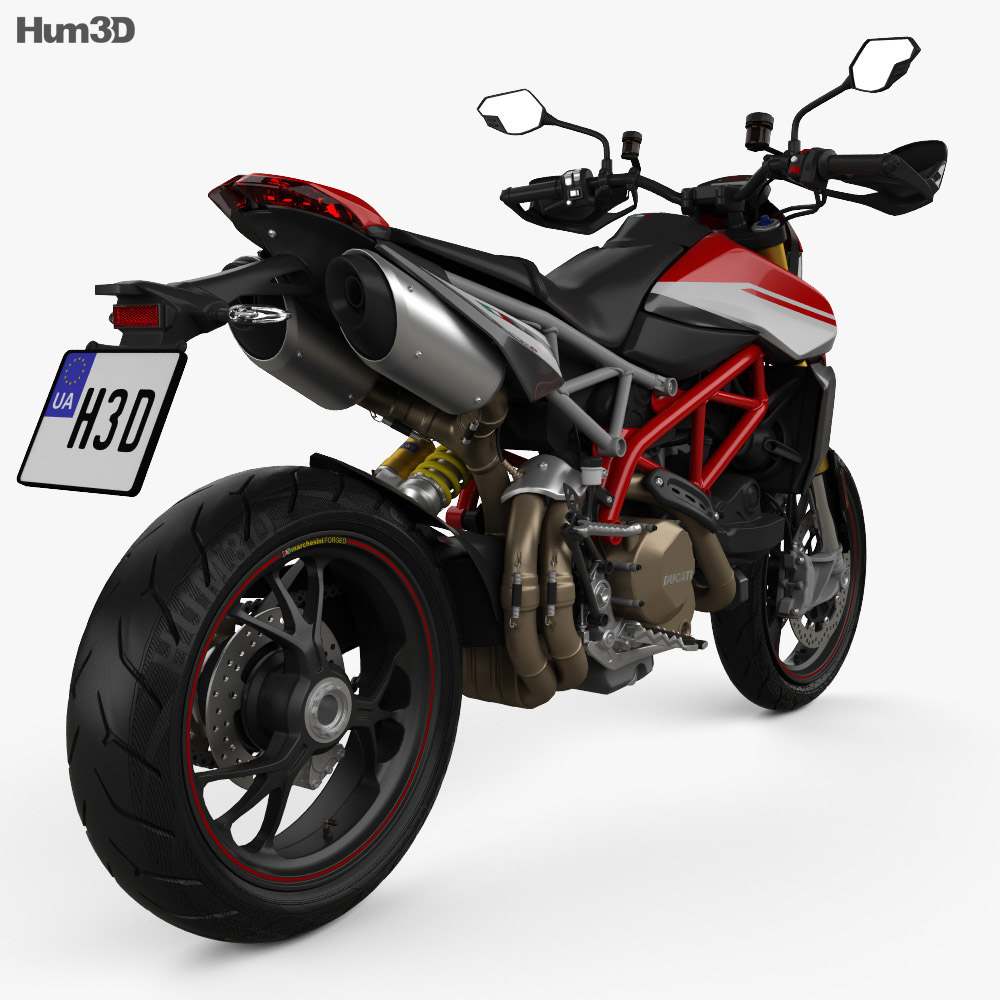 Ducati Hypermotard 950SP 2019 3D-Modell Rückansicht