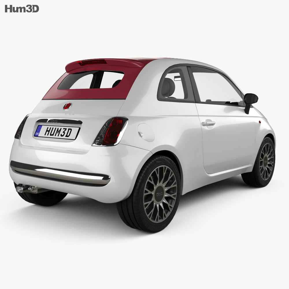 Fiat 500 C 2014 3d model back view