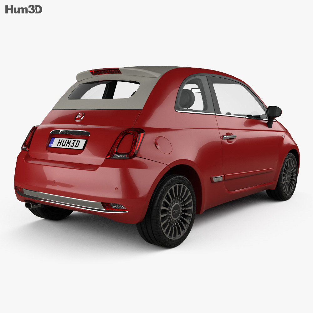 Fiat 500 C 2018 3d model back view