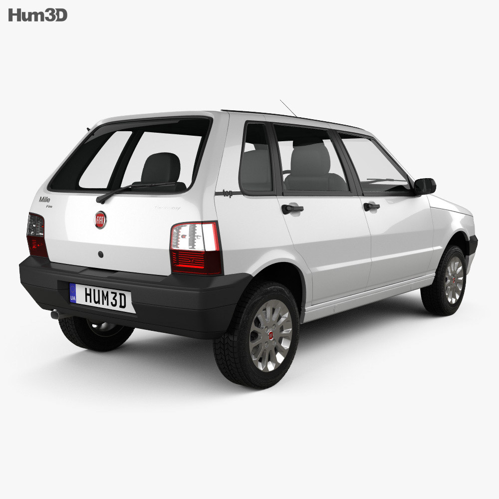Fiat Mille Economy (Uno) 2014 3d model back view