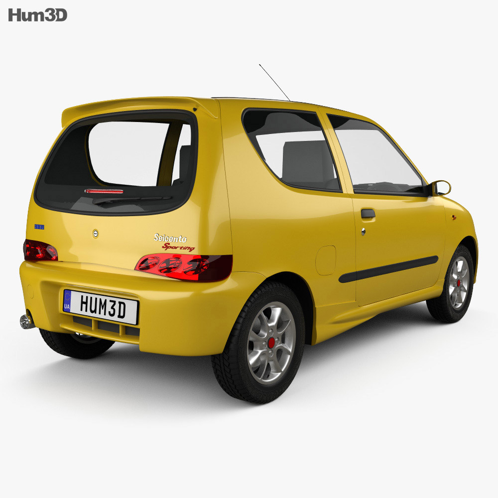 Fiat Seicento Sporting Abarth 2003 3d model back view