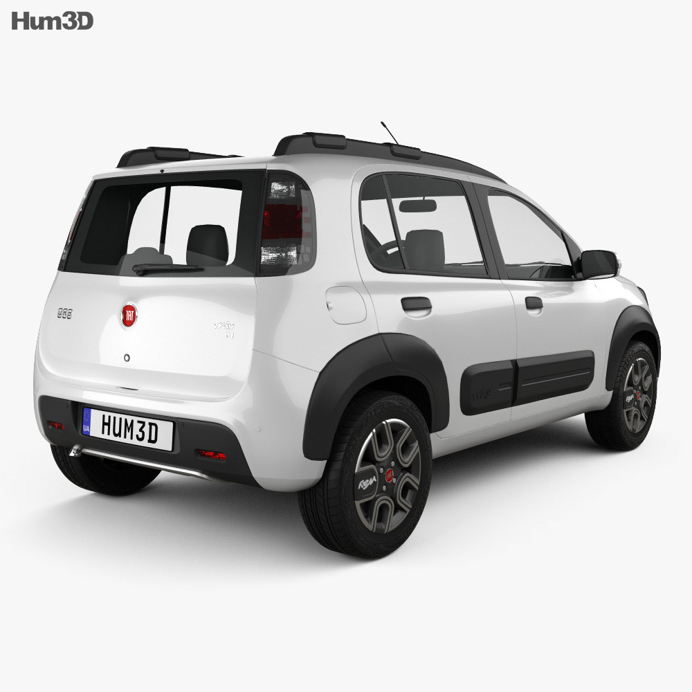 Fiat Uno Way 2018 3d model back view